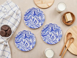 Hermia Blue Wave Juego de 6 Platos de Postre en Porcelana Azul y Blanco
